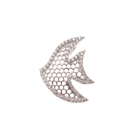 925 Sterling Silver Round-Cut C Z Angelfish Slide Charm Pendant