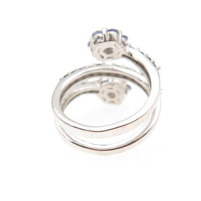 Chuck Clemency Sterling Silver Real Tanzanite & Spinel Adjustable Ring Size 6.5