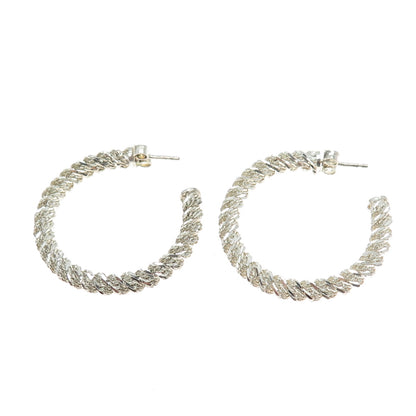 925 Sterling Silver Vintage Twisted Mesh Hoop Earrings
