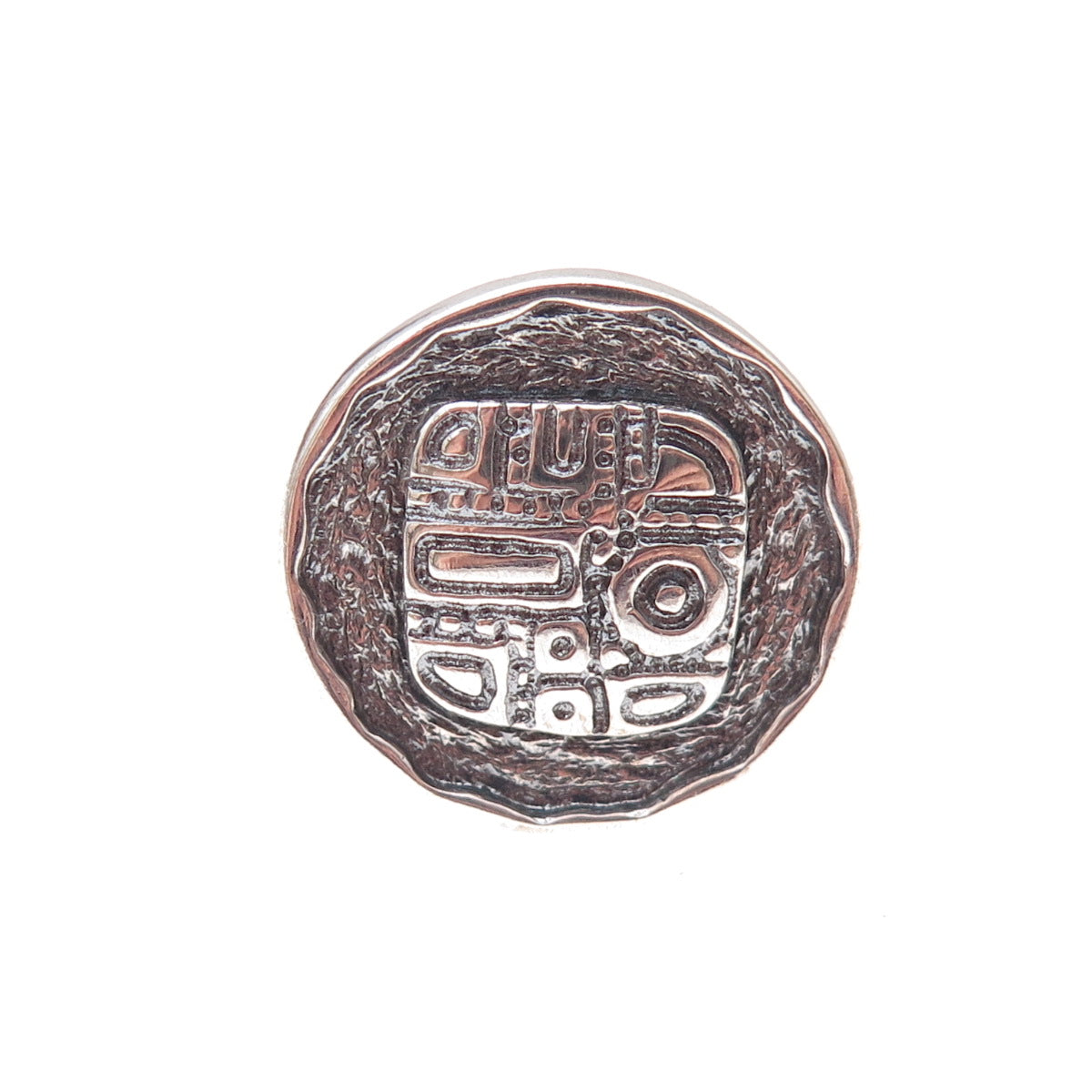 Silpada 925 Sterling Silver Vintage Aztec Disc Oxidized Ring Size 6