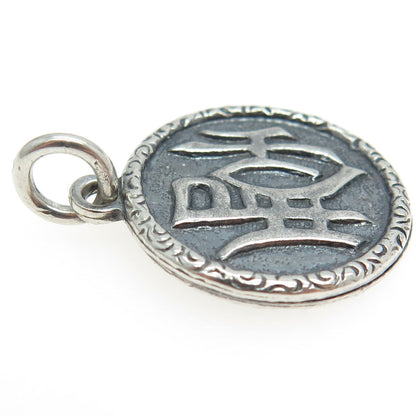 925 Sterling Silver Antique Art Deco Runic Symbols Charm Pendant