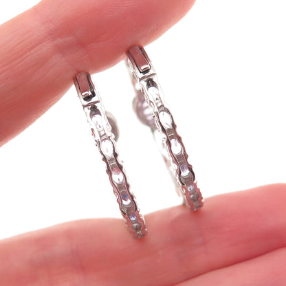 D'Joy 925 Sterling Silver Real Tanzanite White Topaz In & Out Hoop Earrings