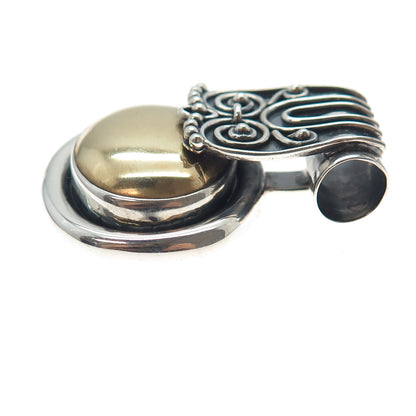 DOUG PAULUS 925 Sterling Silver & Brass Vintage Modernist Oxidized Slide Pendant