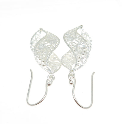 925 Sterling Silver Vintage Floral Infinity Dangling Earrings