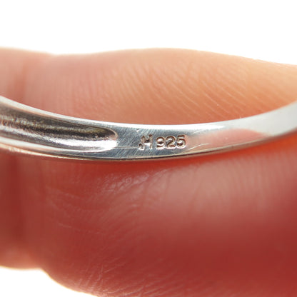 JH YOUNG 925 Sterling Silver Round-Cut C Z Half Eternity Band Ring Size 8.5