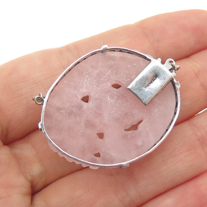 925 Sterling Silver Antique China Real Carved Rose Jade Floral Box Lock Clasp