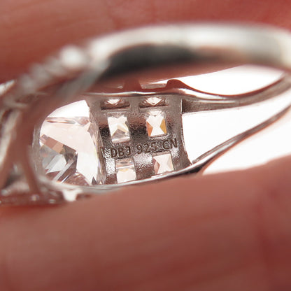DEE BERKLE 925 Sterling Silver Princess-Cut C Z Engagement Ring Size 8
