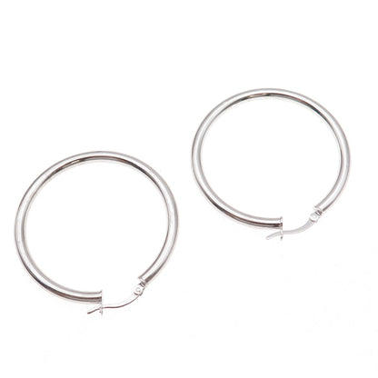 Han 925 Sterling Silver Italy Tube Hoop Earrings