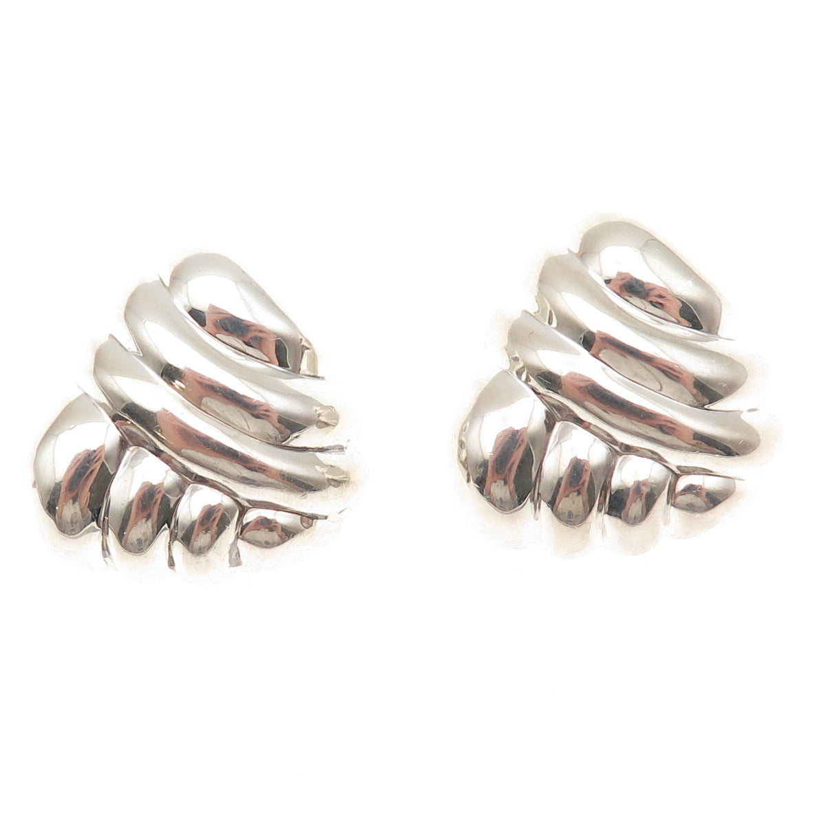 925 Sterling Silver Vintage Mexico Modernist Clip On Earrings