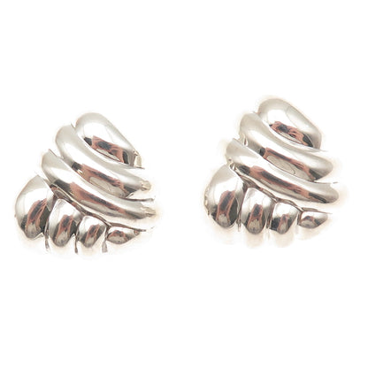 925 Sterling Silver Vintage Mexico Modernist Clip On Earrings