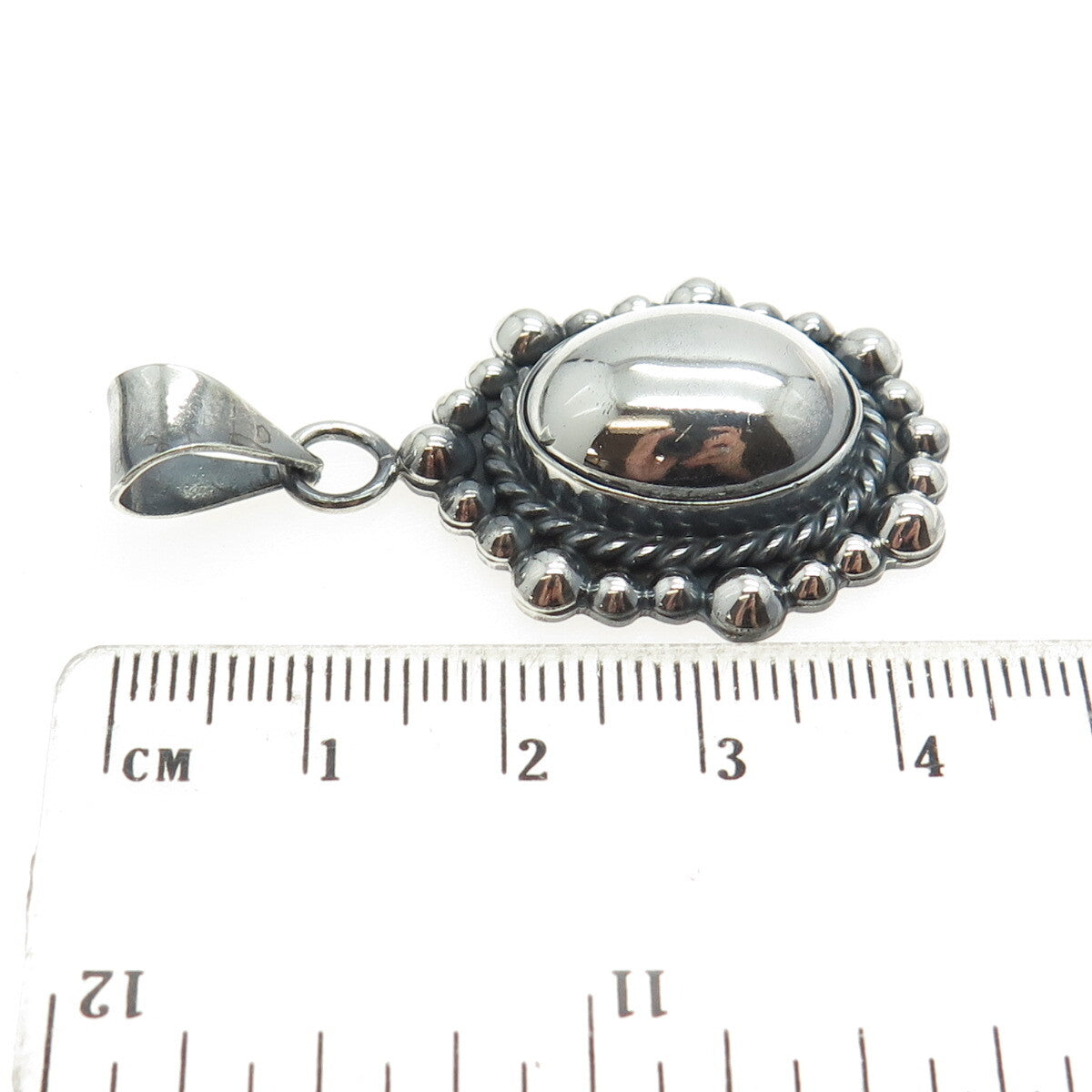 925 Sterling Silver Vintage Beaded Dome Pendant