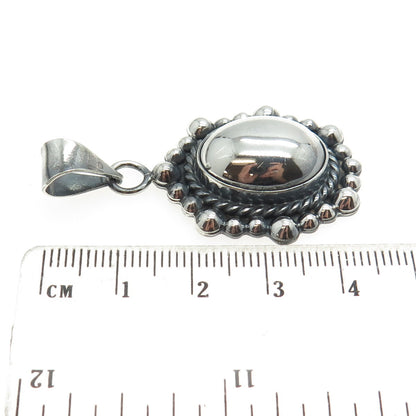 925 Sterling Silver Vintage Beaded Dome Pendant