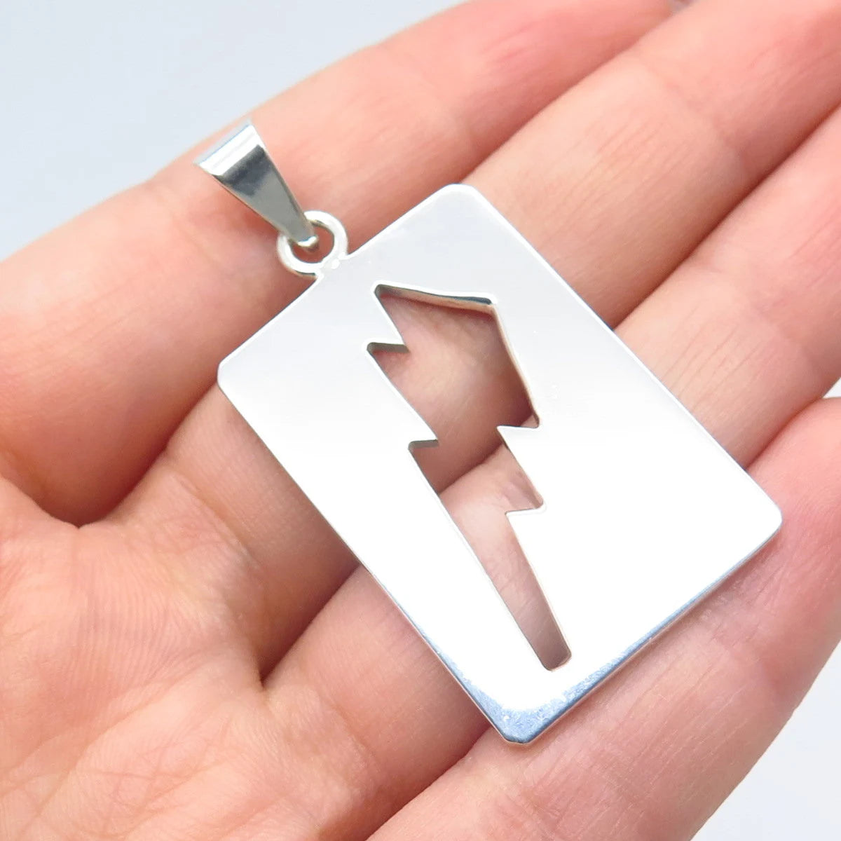 925 Sterling Silver Vintage Mexico Modernist Lightning Pendant
