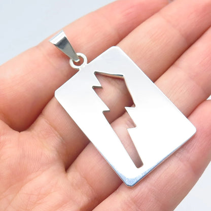 925 Sterling Silver Vintage Mexico Modernist Lightning Pendant