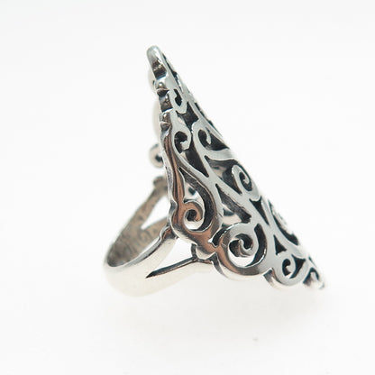 925 Sterling Silver Vintage Swirl Oxidized Ring Size 6.5