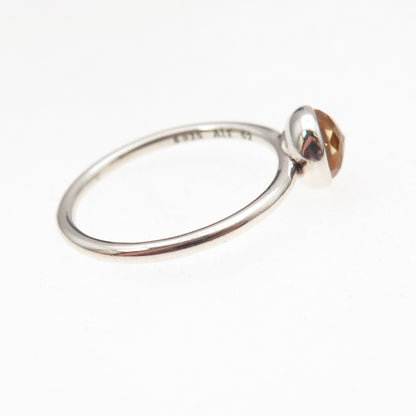 Pandora 925 Sterling Silver Real Citrine November Birthstone Droplet Ring Size 6