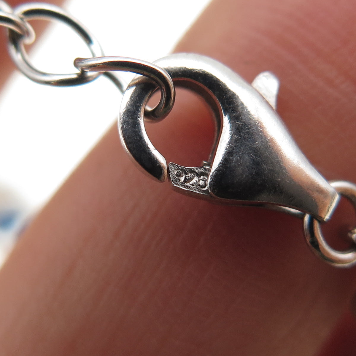 925 Sterling Silver Real Opal Hamsa Amulet Link Bracelet 8"