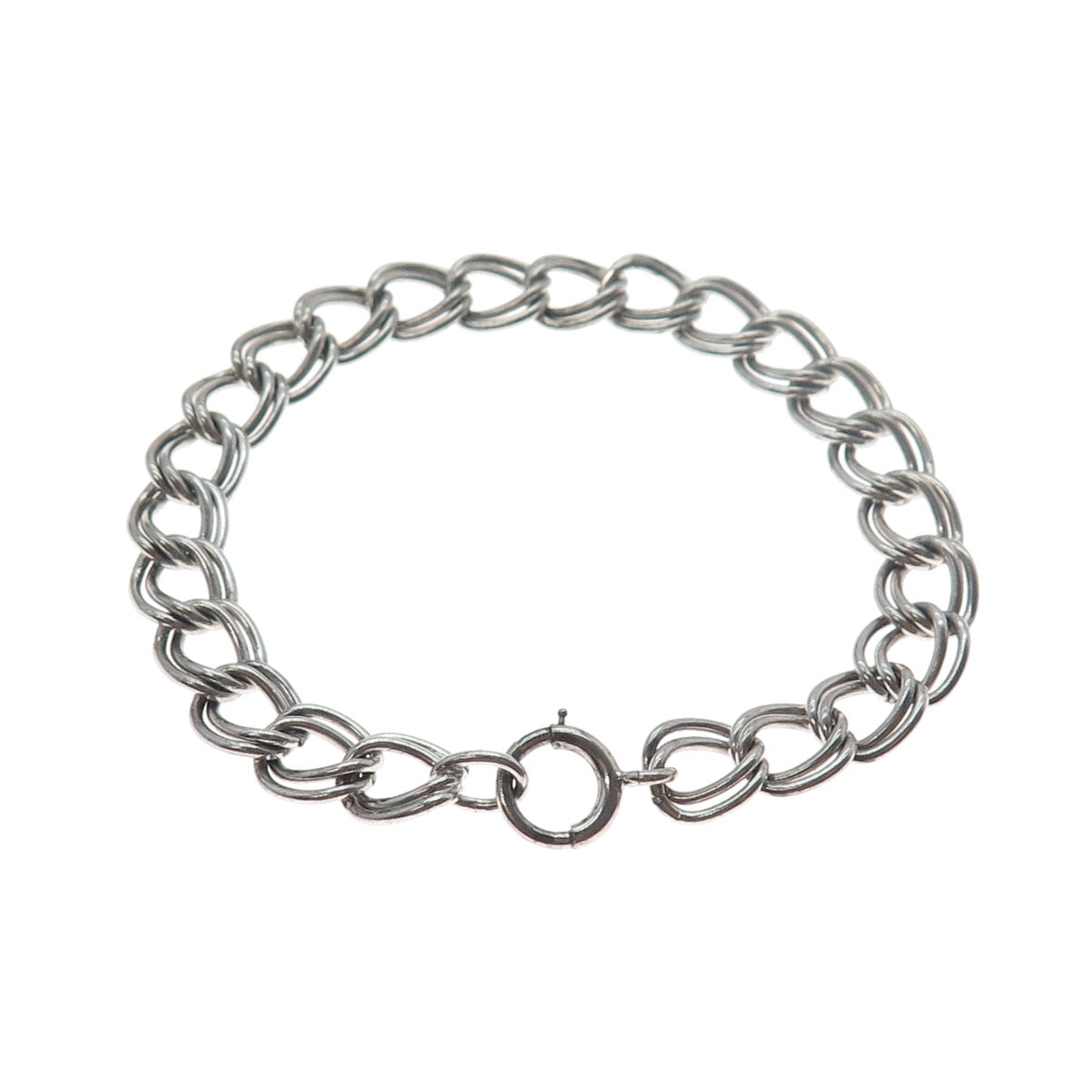 925 Sterling Silver Antique Art Deco Double Curb Link Bracelet 6.75"