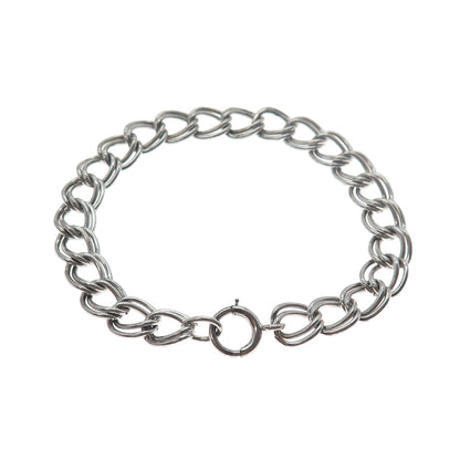 925 Sterling Silver Antique Art Deco Double Curb Link Bracelet 6.75"