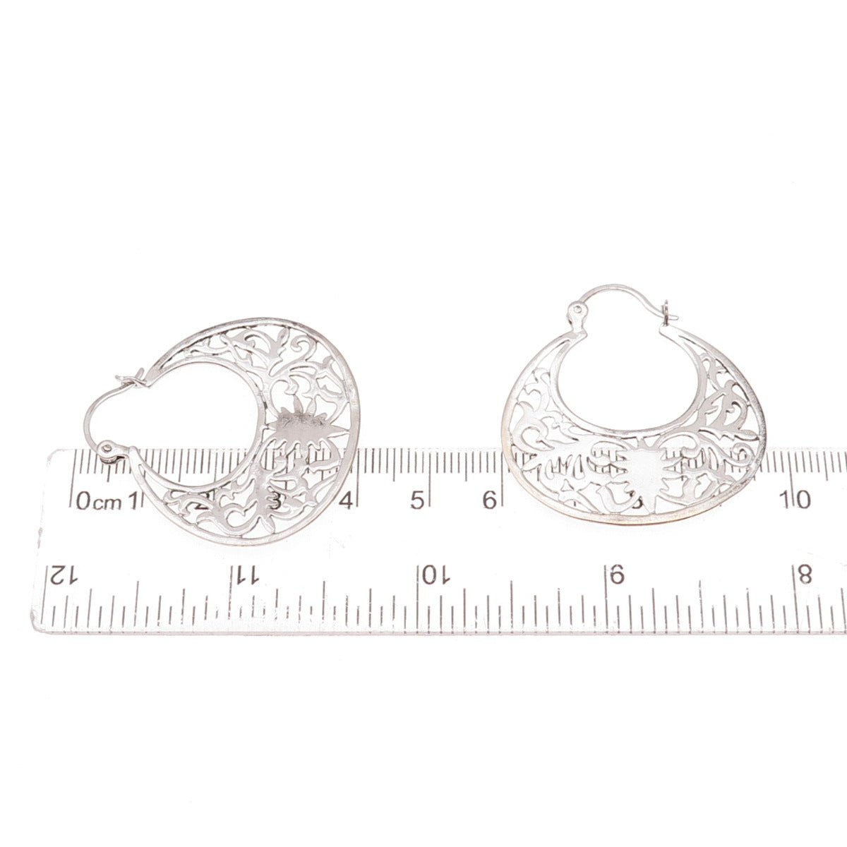 925 Sterling Silver Vintage Ornate Hoop Earrings