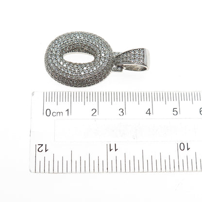 925 Sterling Silver Round-Cut C Z Letter O Initial Charm Pendant