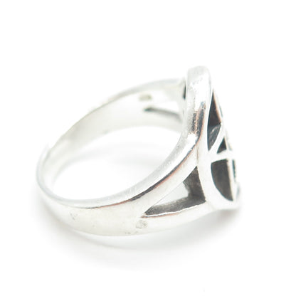 925 Sterling Silver Vintage Pentagram Ring Size 5.75