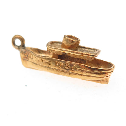 925 Sterling Silver Gold Plated Vintage Maid of the Mist Boat Charm Pendant