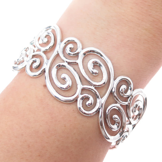 ROSS SIMONS 925 Sterling Silver Vintage Modernist Swirl Adjustable Bracelet 7"