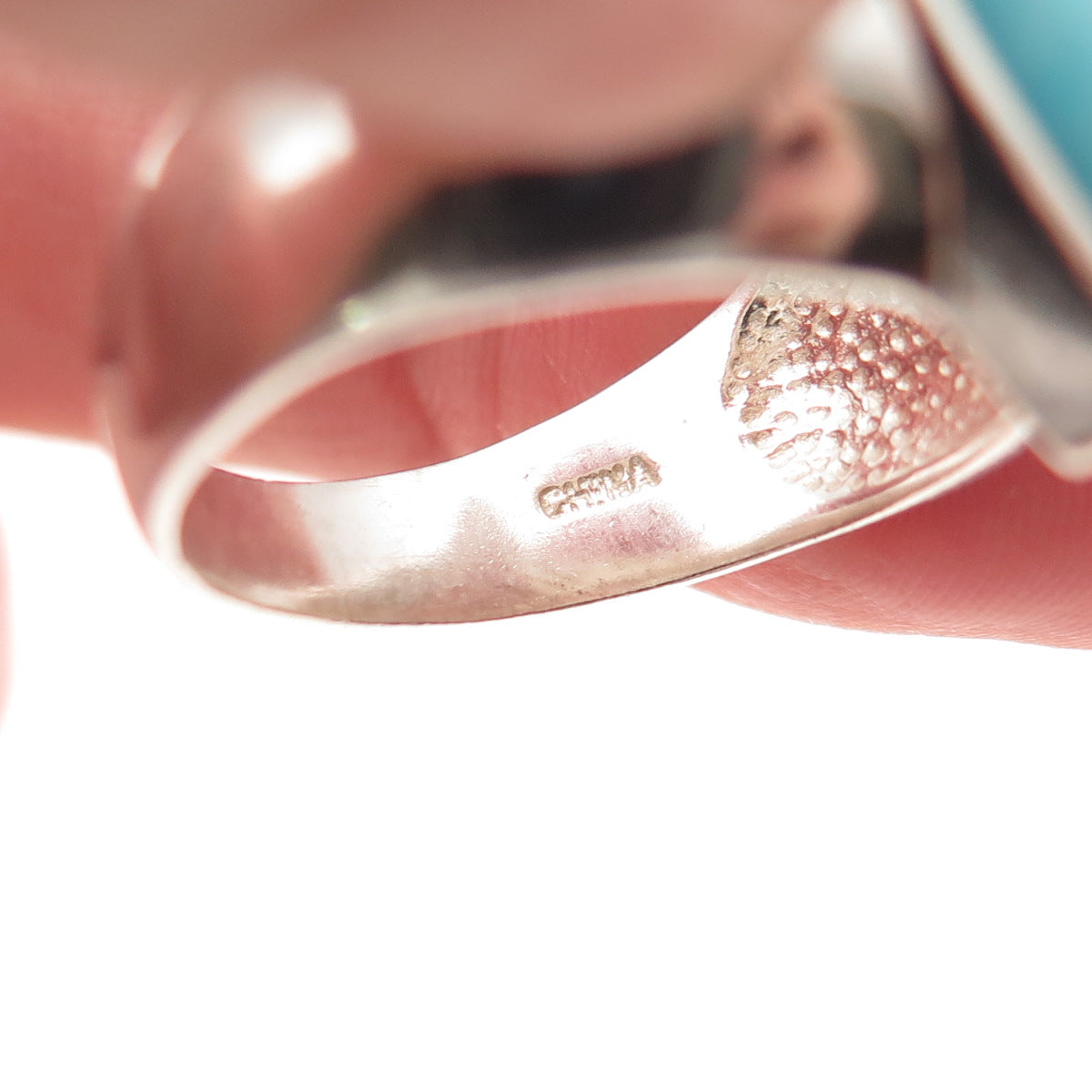 Shube 925 Sterling Silver Vintage Real Turquoise Modernist Ring Size 9