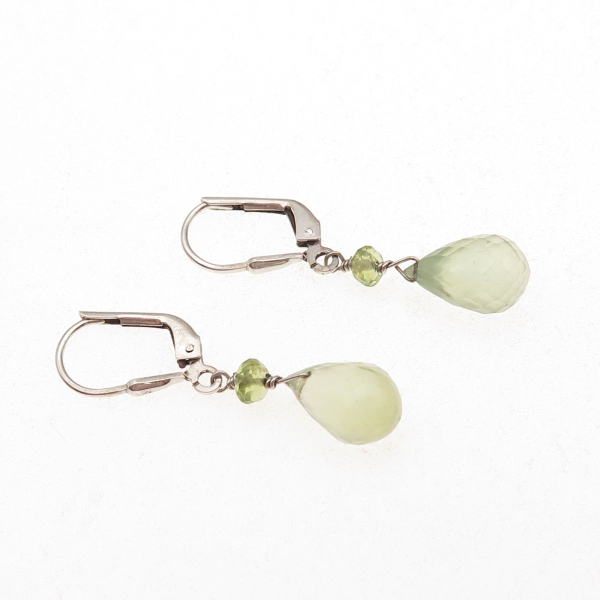 925 Sterling Silver Vintage Real Peridot Teardrop Dangle Earrings