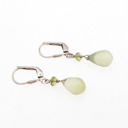 925 Sterling Silver Vintage Real Peridot Teardrop Dangle Earrings