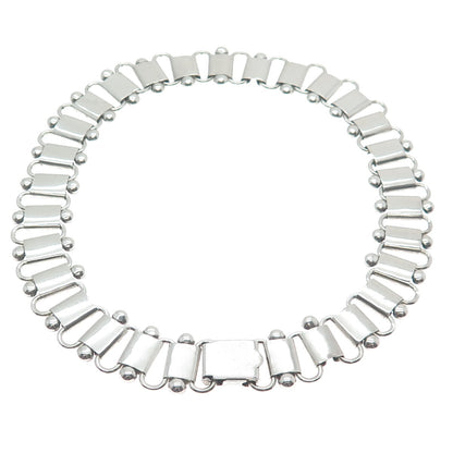 925 Sterling Silver Antique Book Chain Choker Necklace 14" (missing parts)