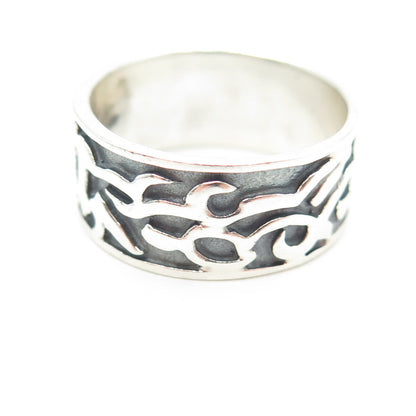 925 Sterling Silver Vintage Barbed Wire Band Ring Size 8.75