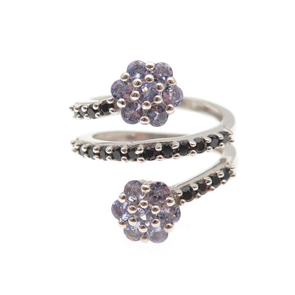 Chuck Clemency Sterling Silver Real Tanzanite & Spinel Adjustable Ring Size 6.5