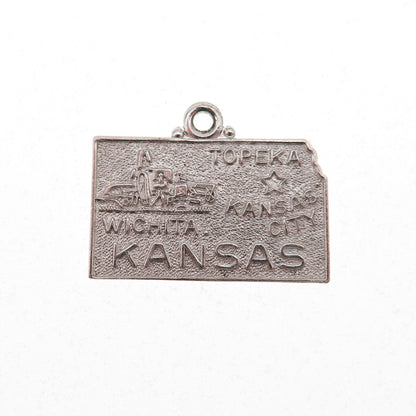M&M Mark Mercy 925 Sterling Silver Vintage Kansas State Map Mini Charm Pendant