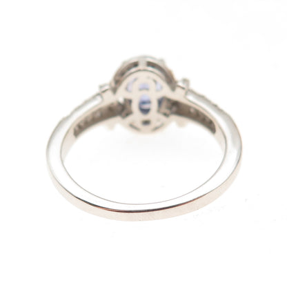 D'Joy 925 Sterling Silver Real Diamond & Tanzanite Ring Size 8