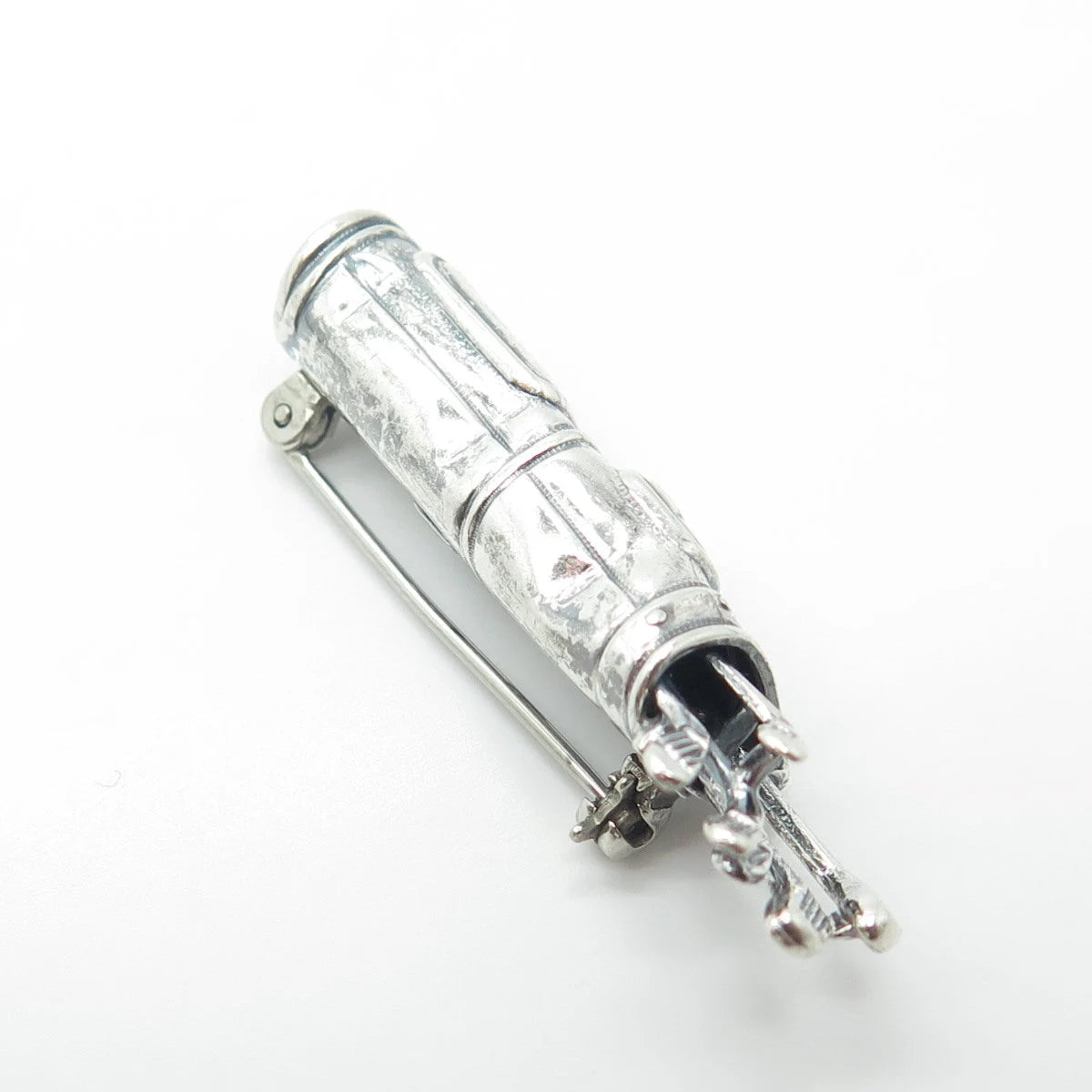 Beau 925 Sterling Silver Vintage Golf Club Oxidized Pin Brooch