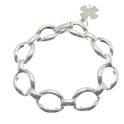 DANECRAFT 925 Sterling Silver Antique Art Deco Clover Charm Bracelet 6"