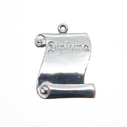 925 Sterling Silver Vintage Diploma Mini Charm Pendant