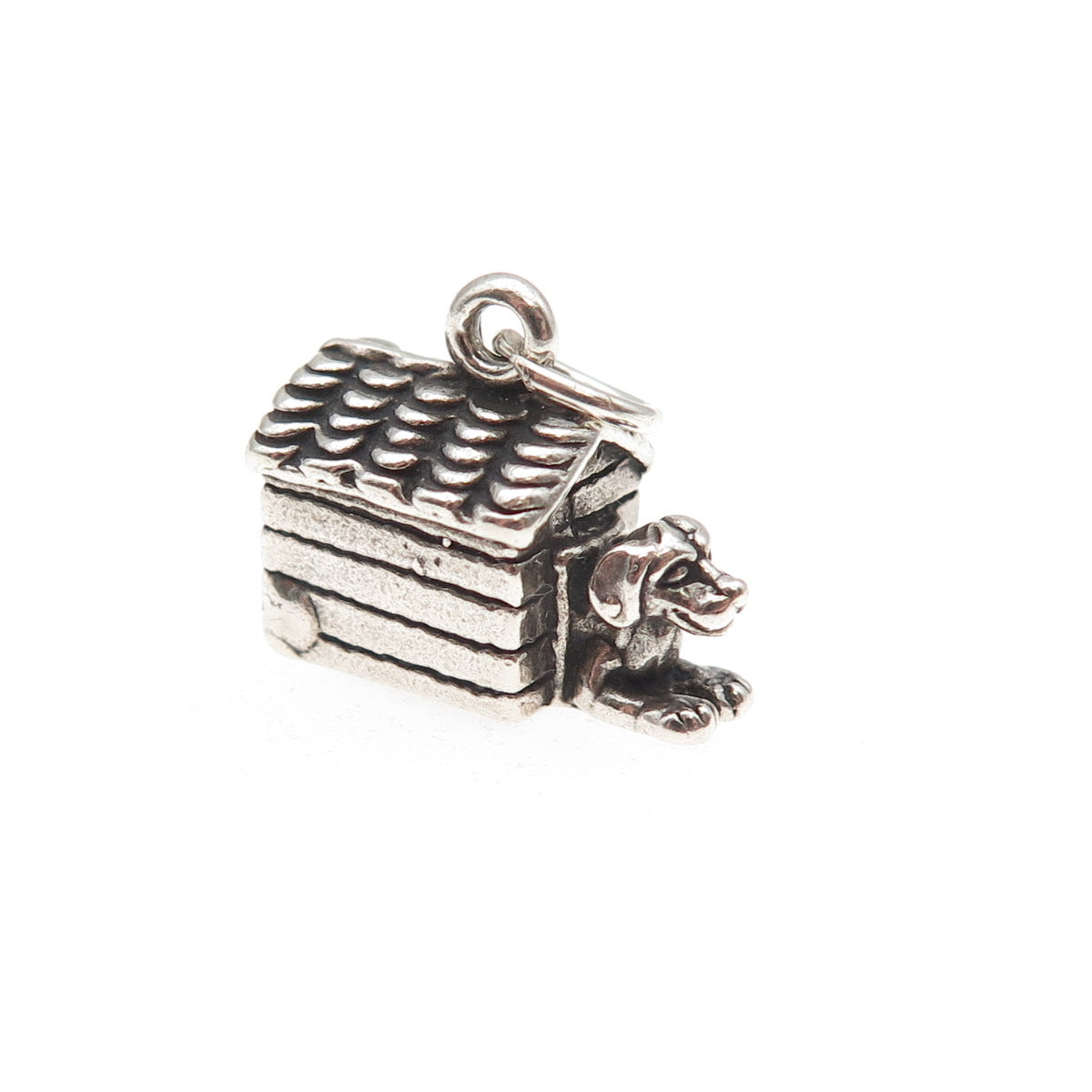 Sunwest 925 Sterling Silver Vintage Dog House Oxidized 3D Mini Charm Pendant
