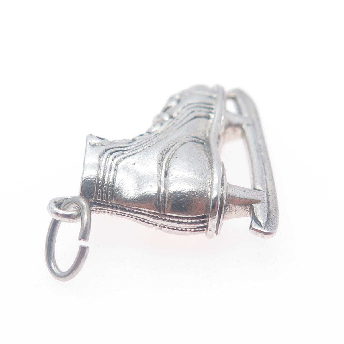 BEAU 925 Sterling Silver Vintage Ice Skating Shoe 3D Charm Pendant
