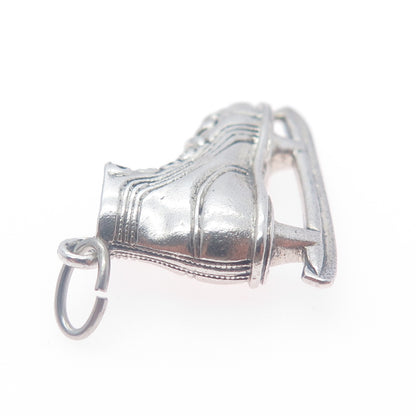 BEAU 925 Sterling Silver Vintage Ice Skating Shoe 3D Charm Pendant