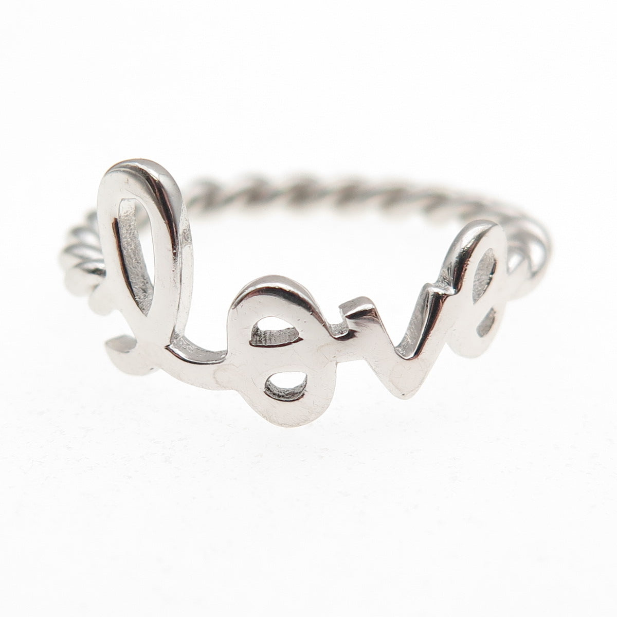 925 Sterling Silver Love Twisted Ring Size 6