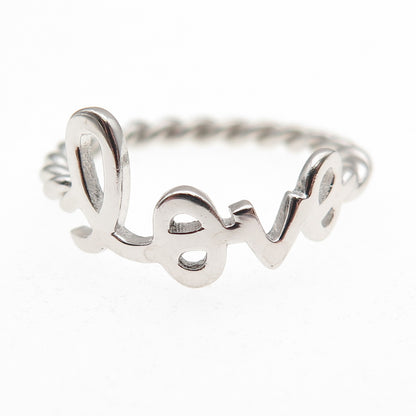 925 Sterling Silver Love Twisted Ring Size 6