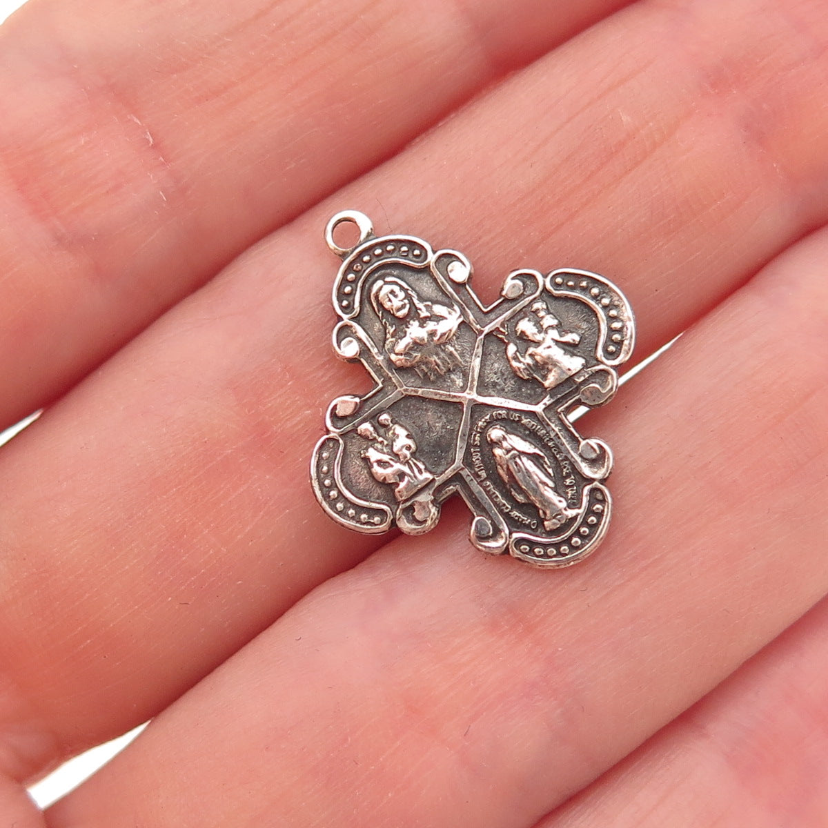 Tru-Kay 925 Sterling Silver Vintage 4-Way Cross Oxidized Charm Pendant