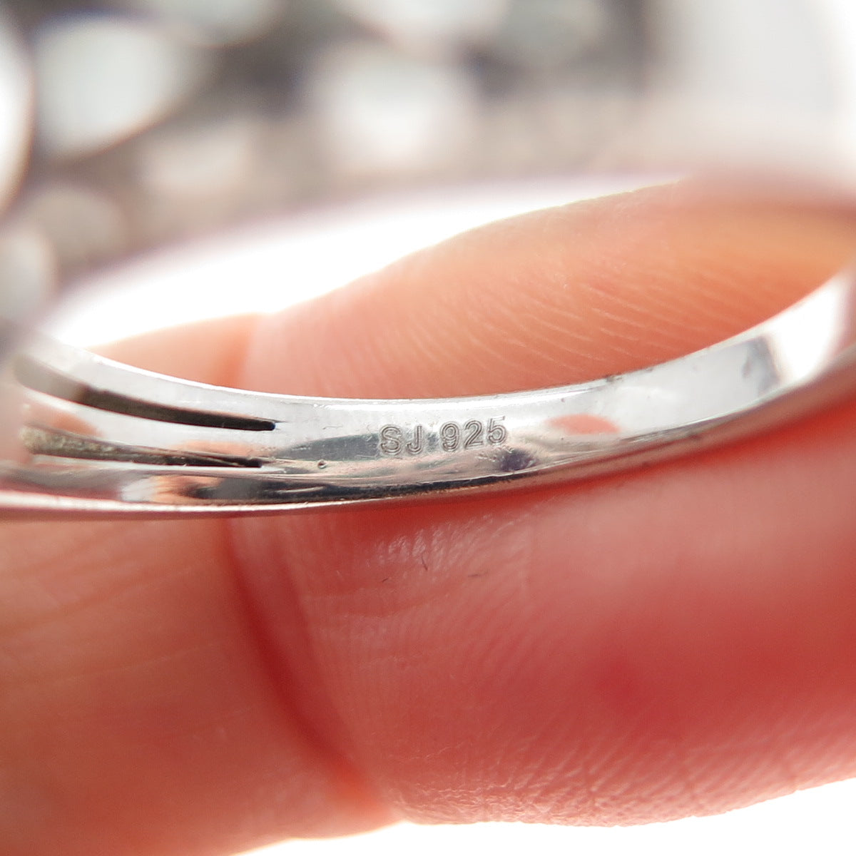 925 Sterling Silver Oval-Cut Blue & Round-Cut White C Z Ring Size 10.25