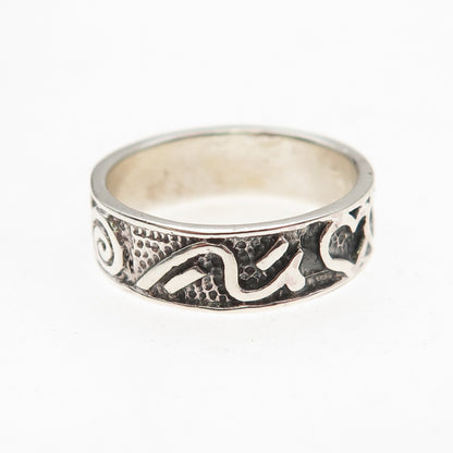 Ken Crafts 925 Sterling Silver Vintage Heart Spiral Oxidized Band Ring Size 8