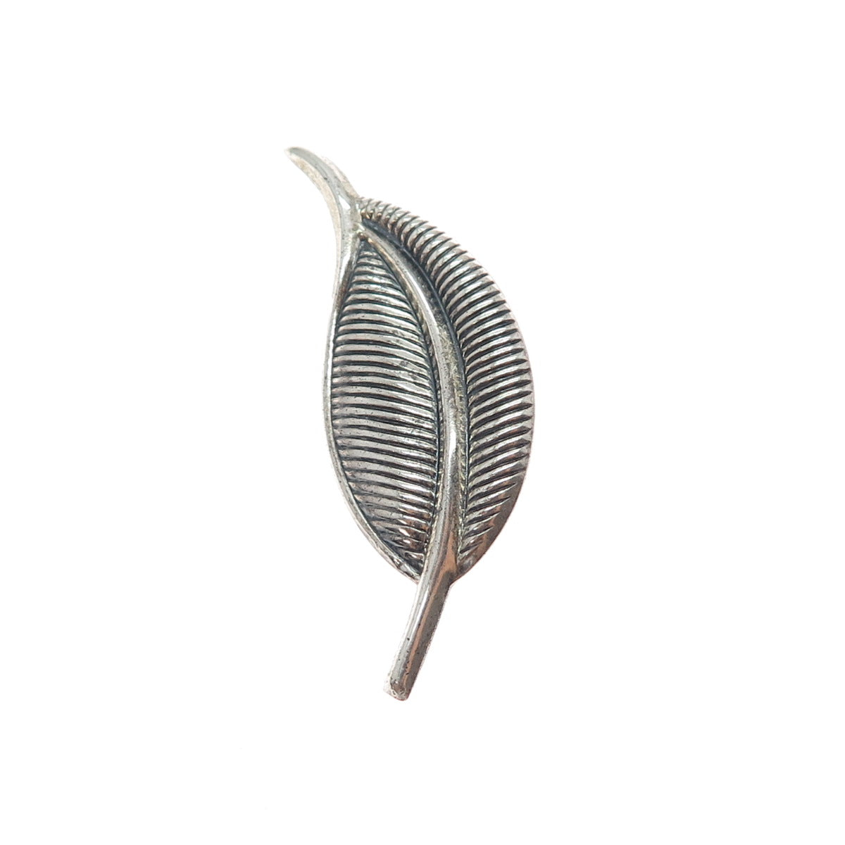 JEWELART 925 Sterling Silver Vintage Modernist Floral Leaf Oxidized Pin Brooch