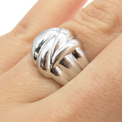 925 Sterling Silver Vintage Modernist Puffy Ring Size 6.25