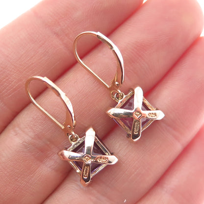 ROSS SIMONS Sterling Gold Plated Lab-Created Peacock Sapphire Dangle Earrings